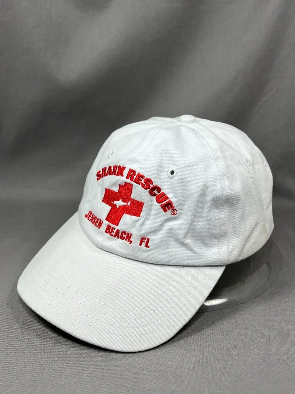 Shark Rescue Jensen Beach Florida Hat Strapback White Adjustable Adult Dad Cap